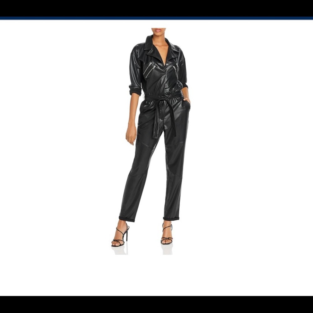 Blank NYC faux leather moto jumpsuit
